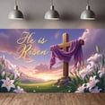 thumbnail image 3 of Pink Cherry Blossom Happy Easter Banner Bunny Ear Design Easter Backdrop Colorful Easter Eggs Themed Spring Easter Display for Easter Party Spring Celebration Photo Shoot, 3 of 9