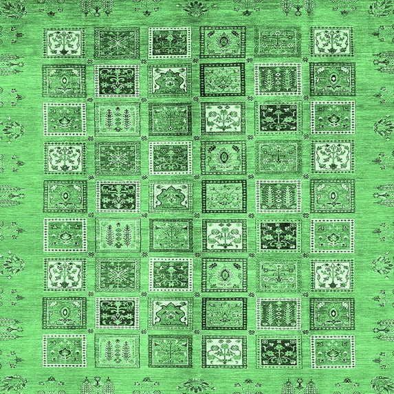 Ahgly Company Indoor Square Abstract Emerald Green Modern Area Rugs, 5' Square