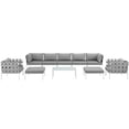 thumbnail image 4 of Modern Contemporary Urban Design Outdoor Patio Balcony Ten PCS Sectional Sofa Set, Grey White Gray, Rattan, 4 of 9