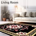 thumbnail image 2 of ODIKA 8'x10' Machine Washable Non-Slip Area Rug, Vintage Rose Medallion Yarn Handwork Creation High Traffic Rug, Black, 641026, 2 of 7
