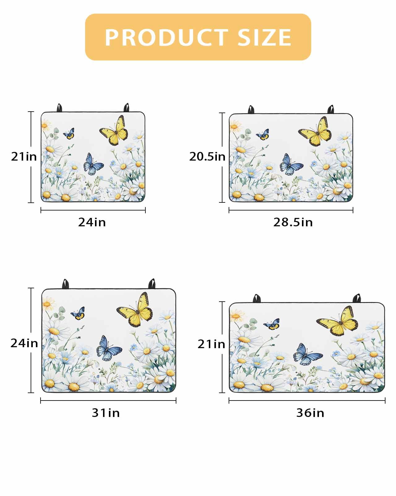 nqOlkjepod Large Induction Cooktop Protector Mat 36"x21", Butterfly Spring Floral Stove Top Covers for Electric Stove, Daisy Flowers Botanical Country Stove Burner Cover Mats, Glass Top Stove Cover