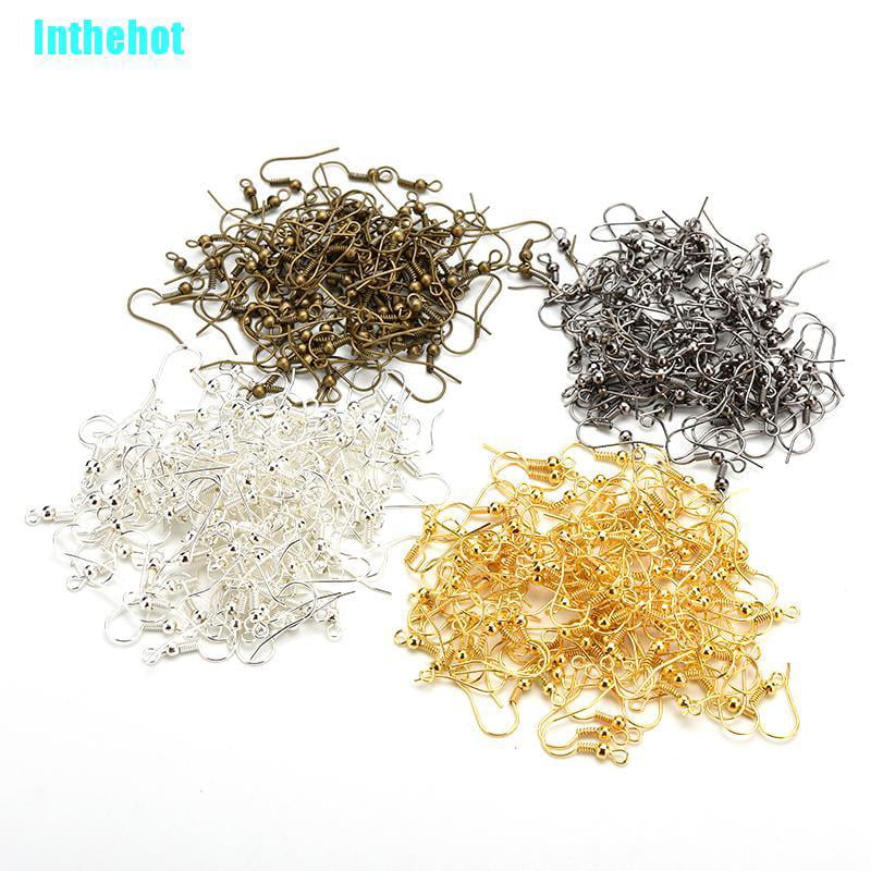 100PCS SILVER/GOLD PLATED EARRING HOOK COIL EAR WIRE FOR MAKING FINDINGS GOOD 