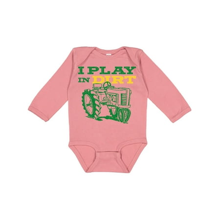 

Inktastic Play In Dirt Tractor Gift Baby Boy or Baby Girl Long Sleeve Bodysuit