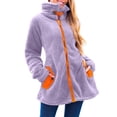 thumbnail image 6 of XFLWAM Women's Sherpa Fleece Jacket Casual Lapel Collar Zip Up Jackets Loose Winter Coats Warm Fuzzy Outwear with Pockets, 6 of 9