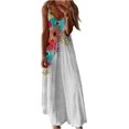 thumbnail image 1 of LAICAIW Robe d'Été Teinture sur Nœuds Florale Col en V Aguichant Sans Manches Femme Longue Mode Ample Maxi Robes Plage Fête Robe d'Été, 1 of 4