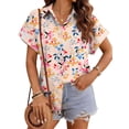 thumbnail image 4 of Fantaslook Hawaiian Button Down Shirts for Women Casual Short Sleeve Floral Print Blouses Summer Tops, 4 of 10