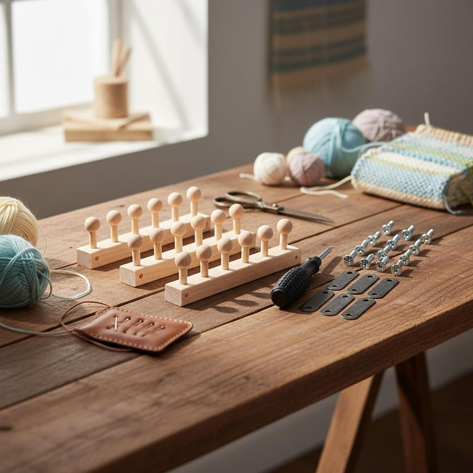 4 Sets Knitting Loom Blanket Frame Wooden Foldable Design Large Size DIY Home Weaving for Beginners