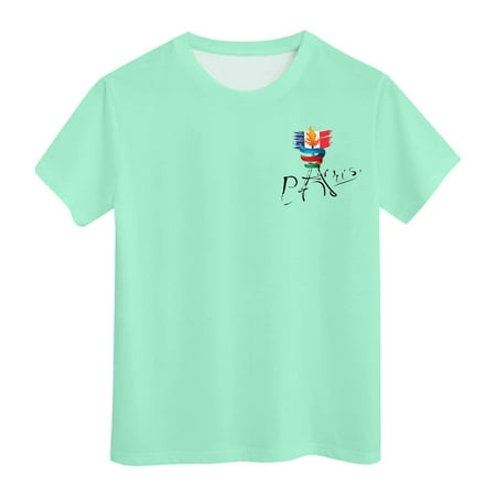 

Girls Short Sleeve Shirts Kids Summer Tops Crewneck Tees Sports Leisure Skin-Friendly Baby Girl Clothes