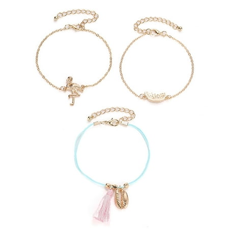 AkoaDa 3 Pcs Bracelet Set, Layered Adjustable Charm Pendent Bohemian Bracelets Best Holiday Jewelry Gift for Teen Girls Girlfriend and