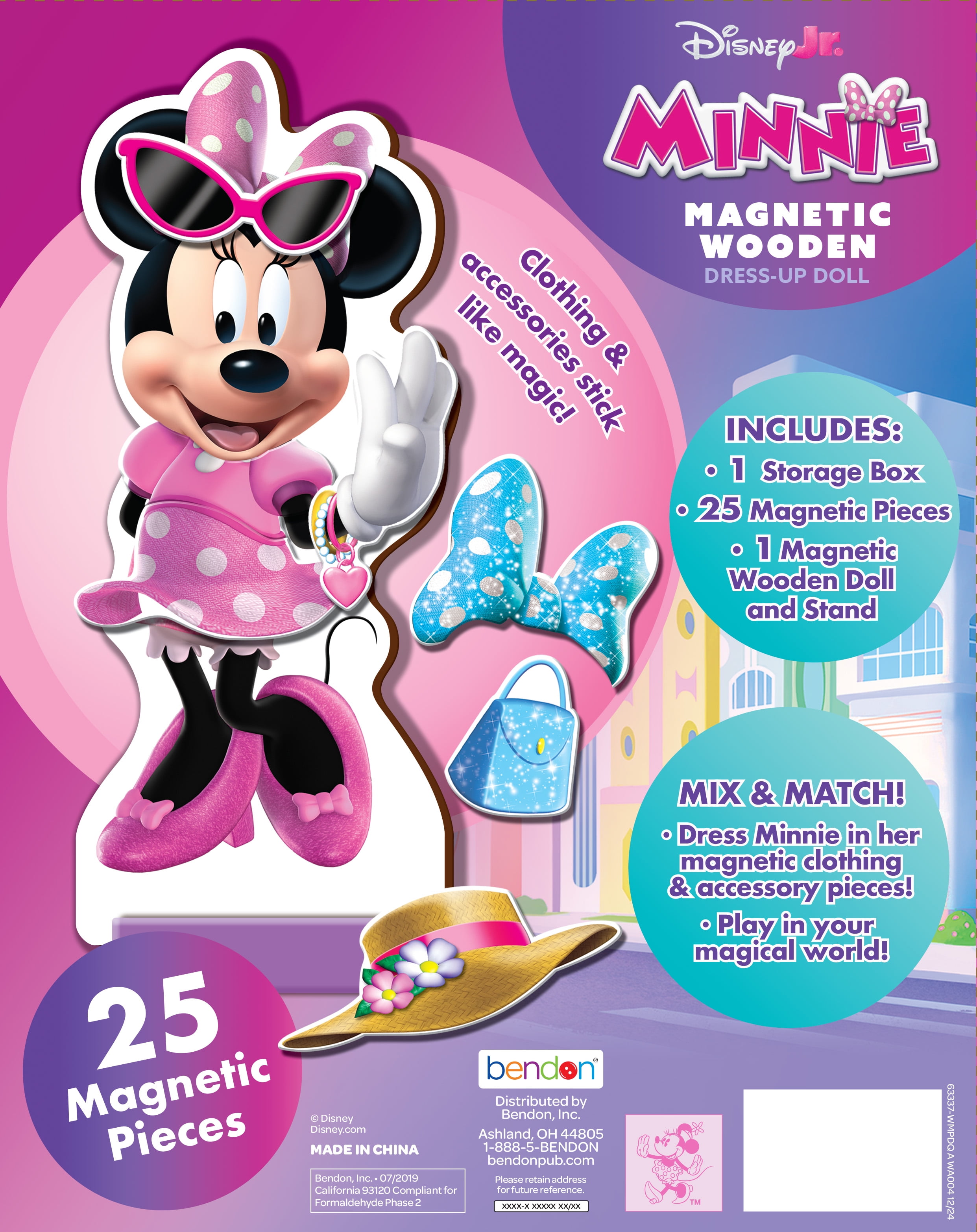 Minnie Mouse 25-Piece Magnetic Wooden Doll Dress-Up Set for Pre