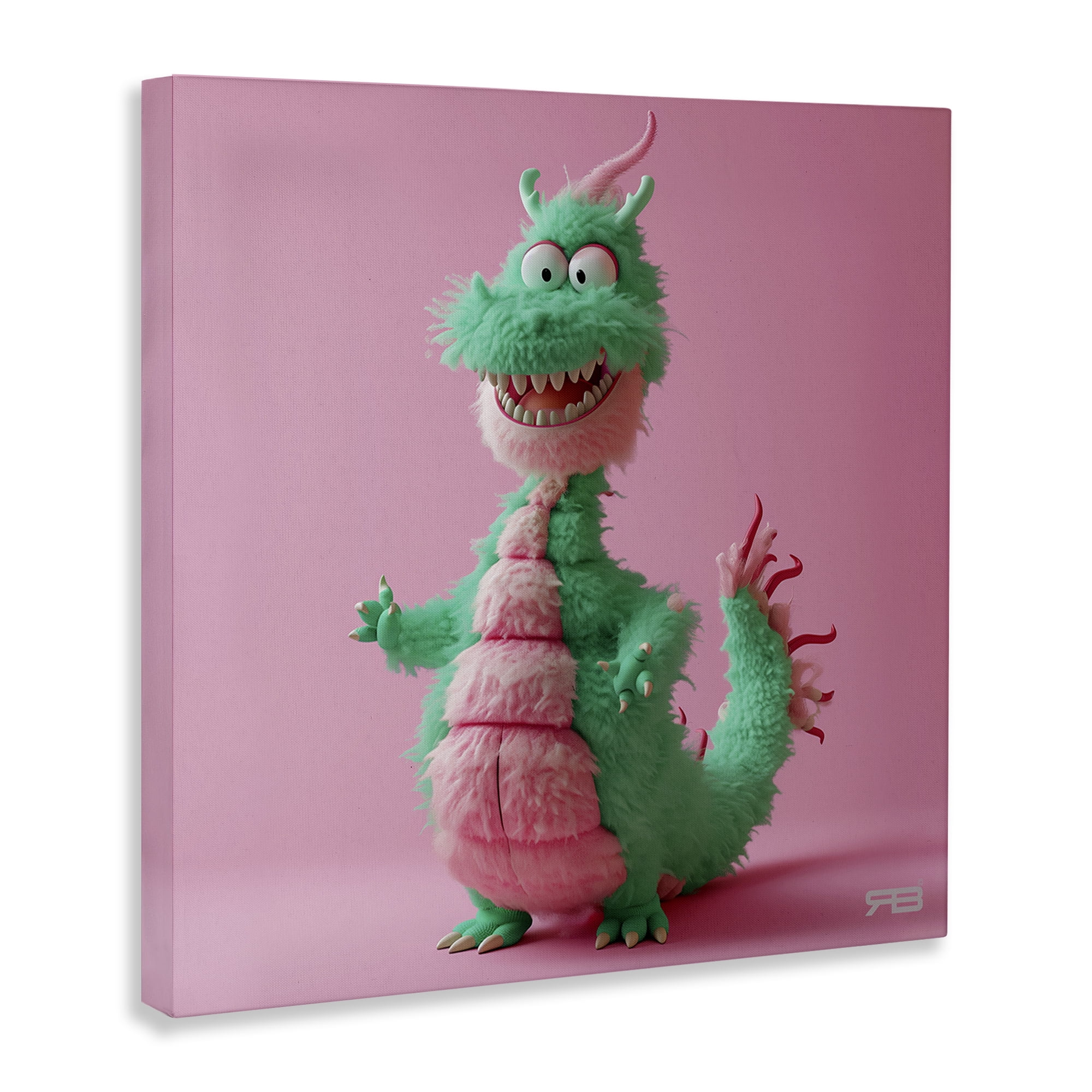 Stupell Industries Happy Green Dragon Fantasy & Sci-Fi Painting Wrapped Canvas Art Print Wall Art, 17 x 17