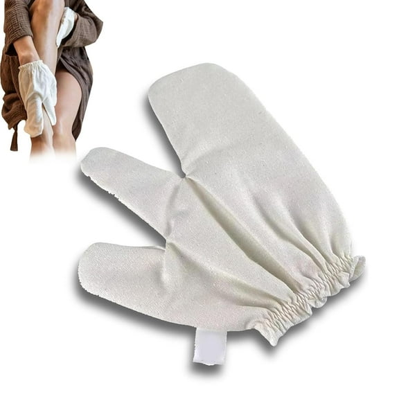 Hukai Raw Silk Gloves Garshana 2025 New Garshana Gloves Raw Silk Massage Gloves Ayurvedic Massage, Body Exfoliating Gloves, Exfoliating Bath Massage Scrubbing Glove for Dry Brushing (1pcs)