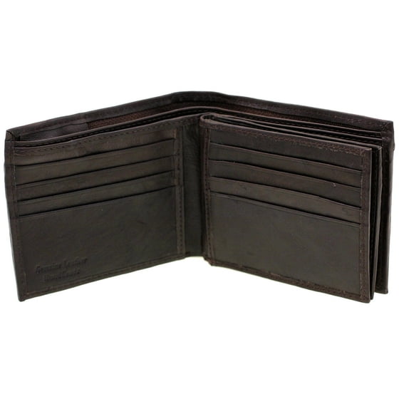 Paul & Taylor - Mens Bifold Wallet Double Center Flap Genuine Leather ...