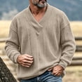 thumbnail image 2 of V Neck Sweater Zaewscy Men's V‑Neck Cable Knit Sweater Long Sleeve Loose Casual Pullover Jumper Khaki S, 2 of 9
