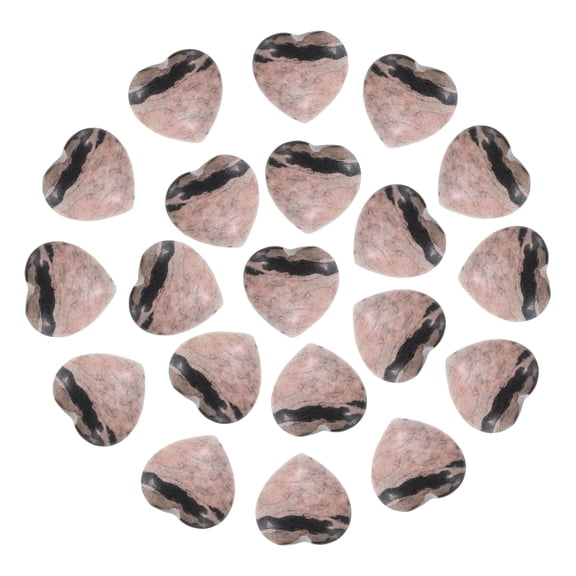 Uxcell 20Pcs Natural Heart Shaped Crystal Stone, 0.6 Inch 5/16" Thick Mini Polished Love Gemstone Crystal, Pocket Rock Engraved Worry Stones for Women Gift Meditation, Rhodonite