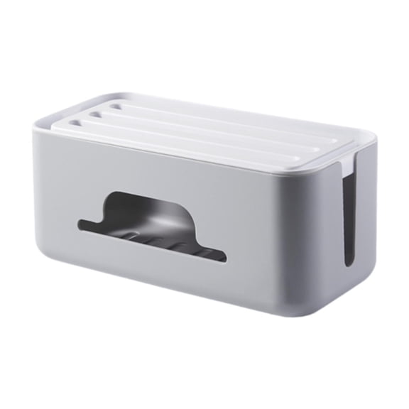 Caja de gestión de cables, caja de cubierta de regleta de enchufes, ligera y resistente para ocultar cables, organizador de cables para concentrador Gris