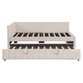 thumbnail image 6 of Bellemave Full Size Daybed with Pop up Trundle and USB ports, L-Shaped Upholstered Daybed Frame, Sofa Beds with Wooden Slats Support for Bedroom Living Room, No Box Spring Needed（Beige）, 6 of 9