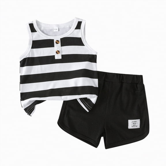 Baby Boy's Clothing Toddler Boys Clothes Sets Kids Summer Button Printed Short-sleeved Casual 0 6 12 18 24 Months 2T 3T T-Shirt Pocket Short Pants Set with Solid Shorts 2Pcs Outfit Two Pieces