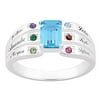 Personalized Planet Family Sterling Silver or 18K Gold over Silver Birthstone and Name Ring