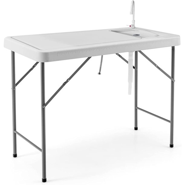 Folding Fish Cleaning Table with Sink and Faucet, Heavy Duty Fillet