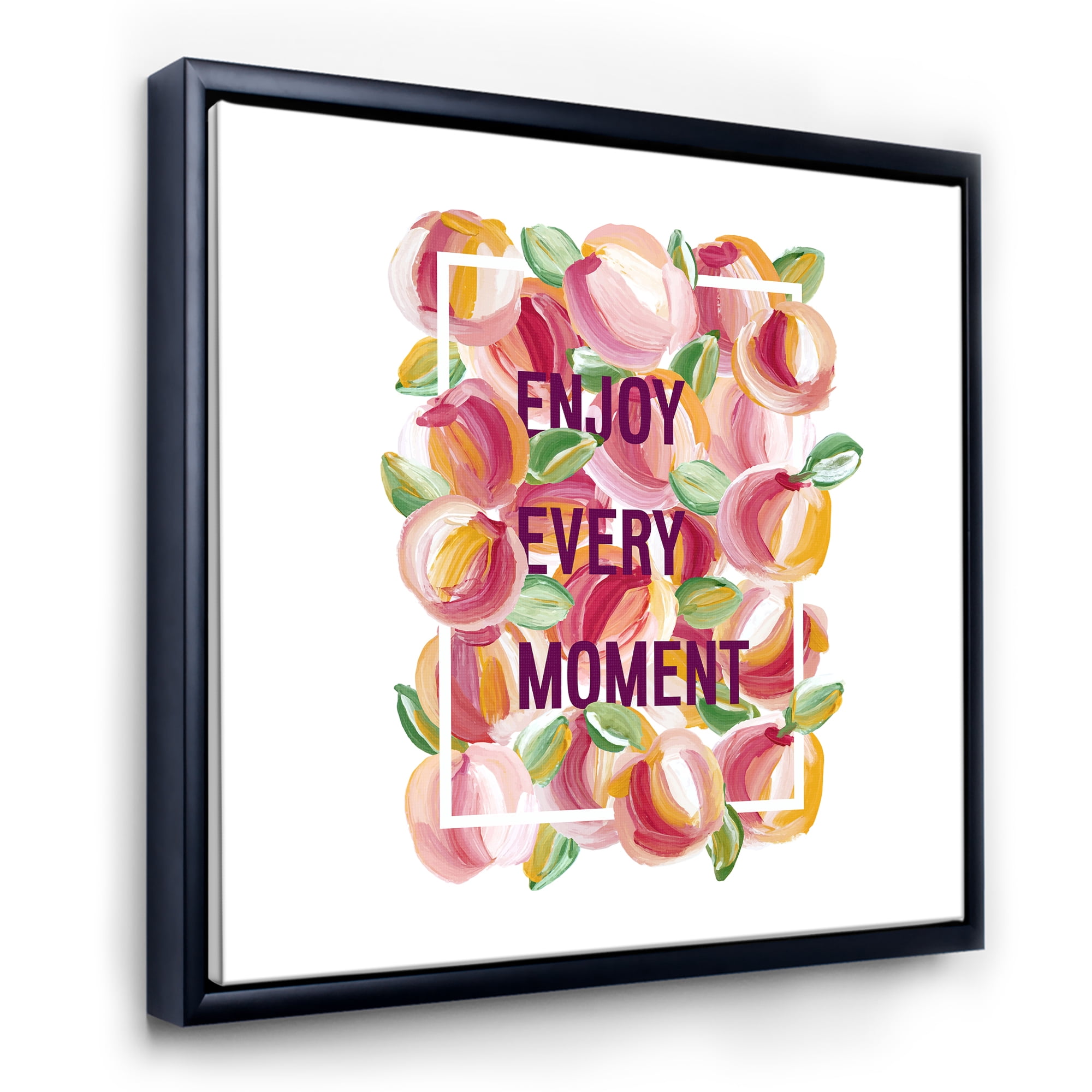 Designart 'Enjoy Every Moment Over Colorful Flowers' Traditional Framed Canvas Wall Art Print