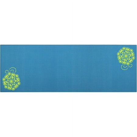 Shock Athletic 6mm Yoga Mats. Teal Bloom, 24"x68", 6mm thick, Protected with Microban, YM614