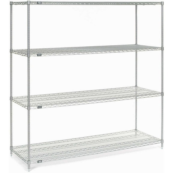 Global Industrial 18547Z 54 x 18 x 74 in. Nexel Poly-Z-Brite Wire Shelving, Clear