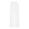 thumbnail image 4 of WMTBSRSW Petite Women's Joggers Pants Fleece Elastic Waisted Running Sweatpants with Pockets Solid Color Zipper Ankle Straight Leg Lounge Wear White XXL, 4 of 7