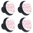 thumbnail image 2 of 4 Pcs Cat Head Pink Knobs for Kitchen Cabinet Cupboard Dresser Bookcase Drawer Pulls Handles Round Home Decor, 2 of 8