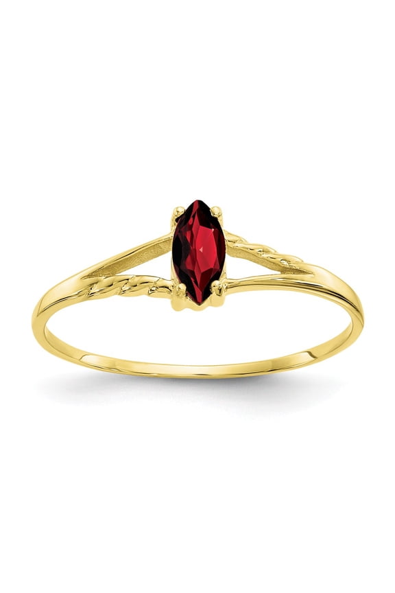 10k Polished Geniune Garnet Birthstone Ring, Gem Ctw.0.35