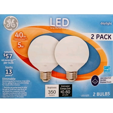 GE Lighting LED 5W (40W Equivalent) Frosted Decorative Light Bulbs, Long Life (2 Pack)