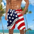 thumbnail image 2 of Summer Beach Vacation Swimming Shorts American Stars and Stripes Graphic Board Shorts Elastic Drawstrings Bathing Suit 4th July Festival Short Pants, 2 of 5
