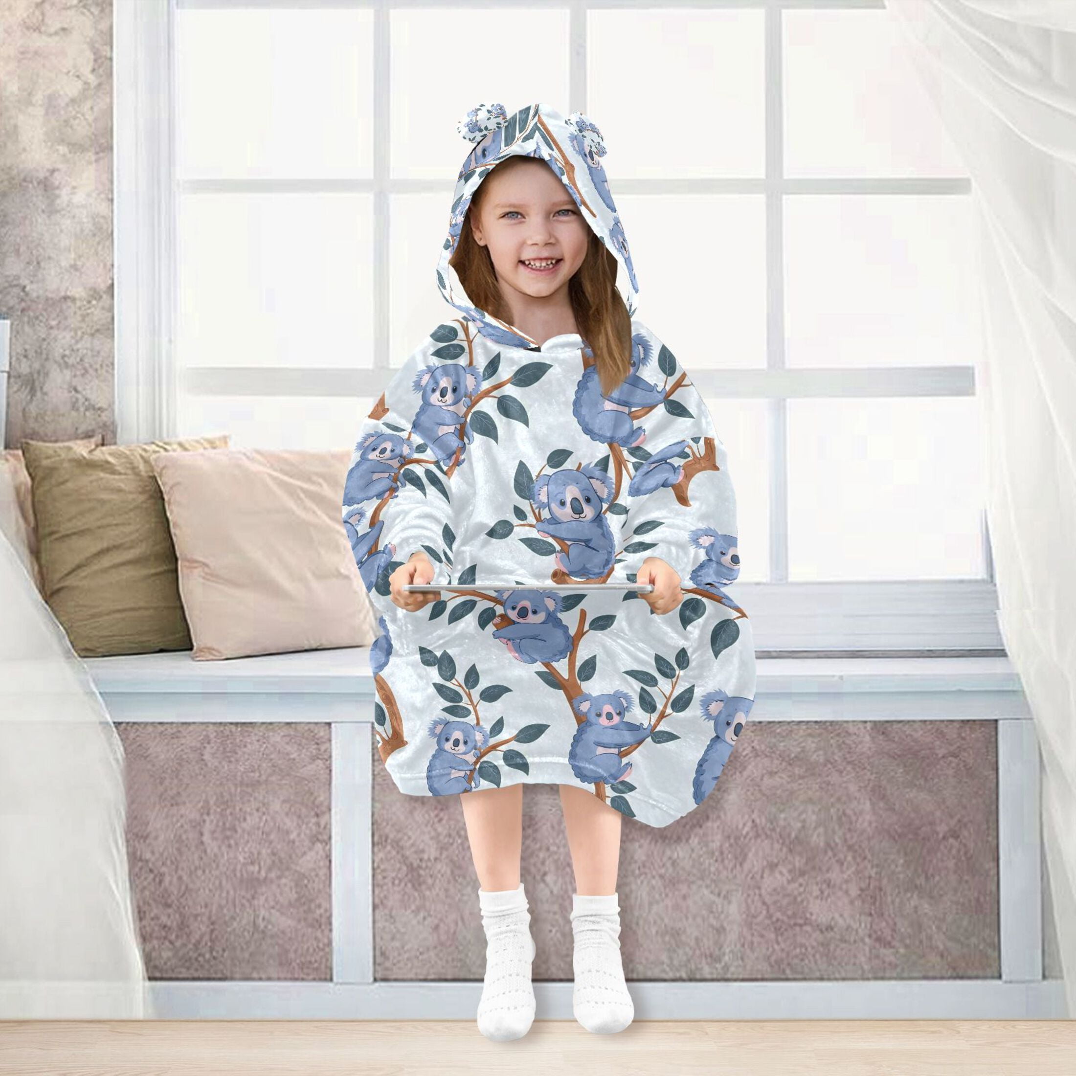 joogoo Blanket Hoodie for Cartoon Koalas Oversize Sweatshirt 3-14 YR L