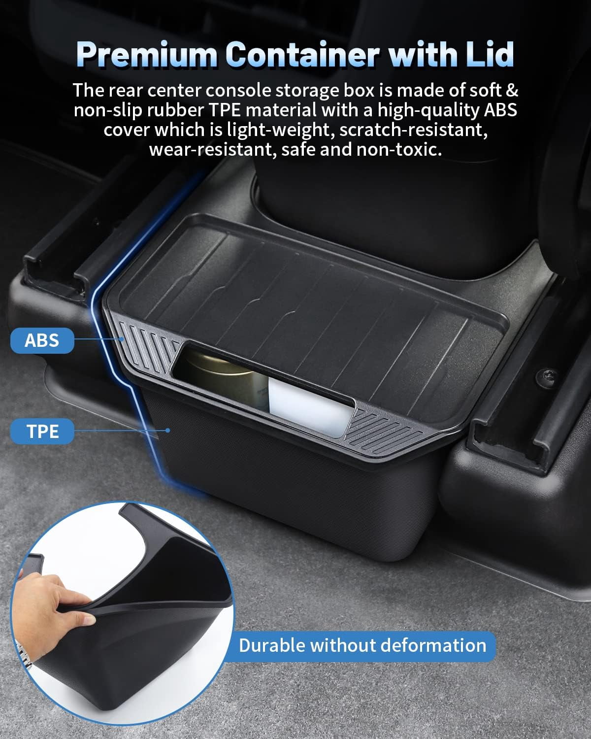 Canvcle Trash Can Tesla Model Y Accessories Rear Center Console Organizer Backseat Storage Box Under Seat Storage Tray Garbage Can Bin (Black)