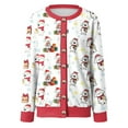 thumbnail image 5 of idosla Christmas Cardigan for Women Funny Fall Winter Retro Ethnic Sweater Tops Long Sleeve Open Front Button Down Knit Coats (White, S), 5 of 6