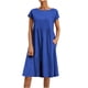 thumbnail image 1 of ICHUANYI Clearance Women's Casual Summer Cotton Linen Solid Color Round Neck Short Sleeve Dress Midi Dress(Blue, M) ICHUANYI WER2023081002350, 1 of 5