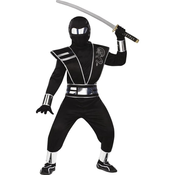Fun World Silver Mirror Ninja Girl's Halloween Fancy-Dress Costume for Child, S