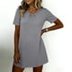 thumbnail image 2 of TaTaai Women's Summer Casual Fashion Solid Crew Neck Short Sleeve Mini Nightgown Soft Comfortable Short Dress Gift, 2 of 9