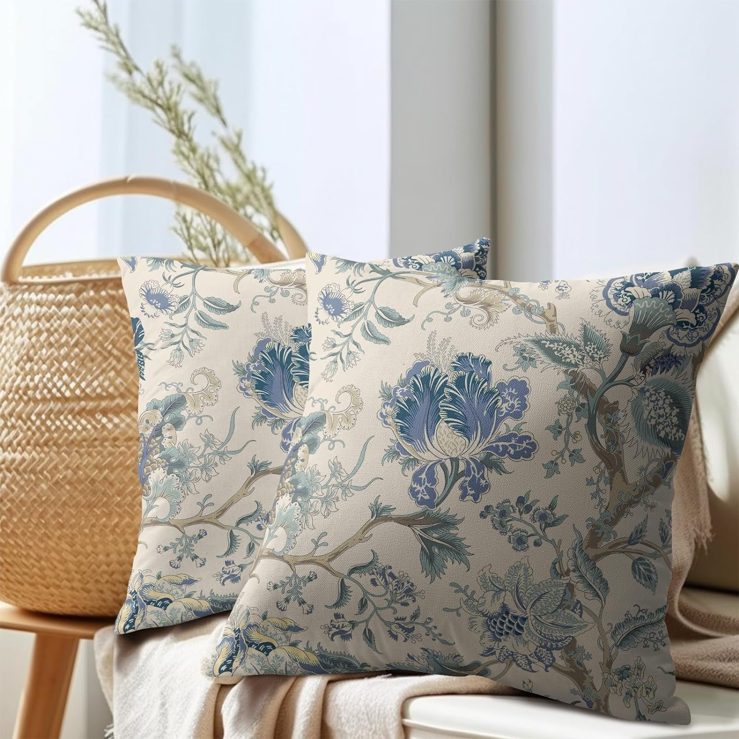 HEIFAM Chinoiserie Blue Floral Pillow Cover 12x20 - Decorative Spring Pillow Case For Sofa, Bedroom - View #6