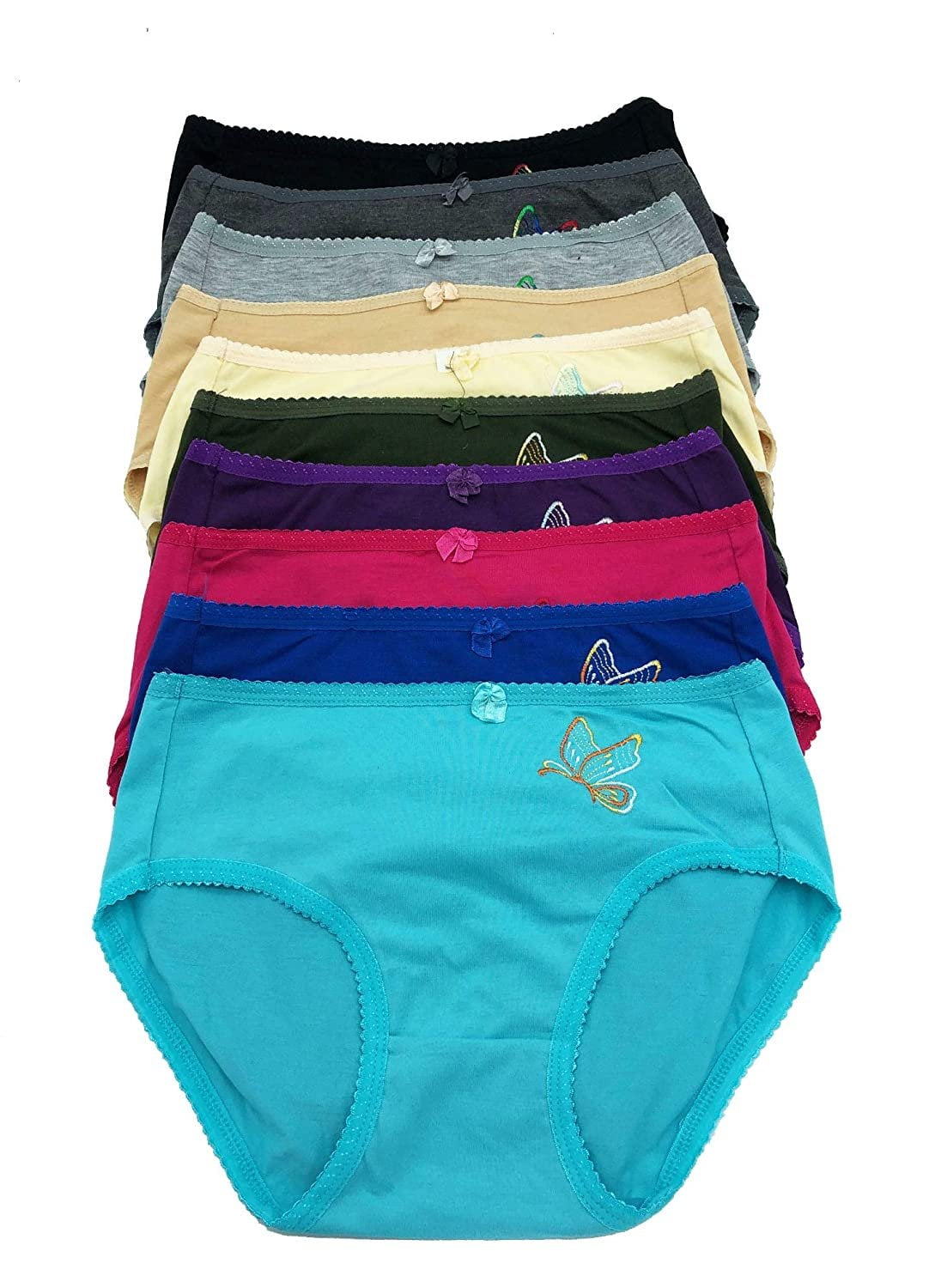 12 pieces Women Spandex Underwear Cotton Bikini Panty S 3XL (Medium