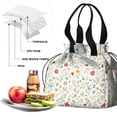 thumbnail image 4 of Pioneer Flower Floral Print Pattern Drawstring Lunch Bag Women - Drawstring Lunch Bag Insulated for Work Office - Stain-Resistant Large Lunchbags for Women with Multi-Pockets, 4 of 6