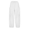 thumbnail image 4 of SNKSDGM Women's Plus Work Pants Women Black Flare Women's Pants for Work Stretch Women's Summer Solid Color Wide Leg Loose Drawstring Low Waist Beach Pants Pocket Casual Pants, 4 of 8