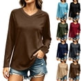thumbnail image 7 of FchengtaiS Long Sleeve Raglan Shirts for Women Color Block Baseball Tops Casual V Neck Basic Tees Fall Fashion Clothes, 7 of 7