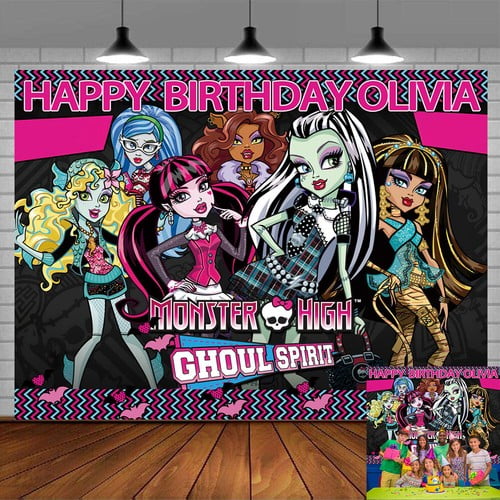 Monster Birthday Party Decorations, Happy Birthday Back drop Banner Theme Backdrop Banner for High Party Decorations Indoor Outdoor