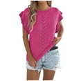 thumbnail image 2 of Vekome Womens Short Sleeve Tee Shirts Pullover Tops Flowy Crewneck Casual Tee Shirts Solid Color Summer Blouses Hot Pink, 2 of 5