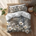 thumbnail image 2 of Vintages Flowers Twin Size Comforter Set, White Floral Plants Petals Blue Brown Mottled Bedding for All Seasons, 4 Pcs Bed Set, 1 Quiltcover (68"x86") ,1Sheet(67"x116"), 2Pillowcases (30"x20"), 2 of 9