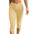 thumbnail image 2 of Pants for Women High Waist Plaid Capris Fashion Lace Trim Side-Opening Skinny Shorts Capris Stretchy Women's Slim Fit Cropped Leggings for Summer Casual, 2 of 7