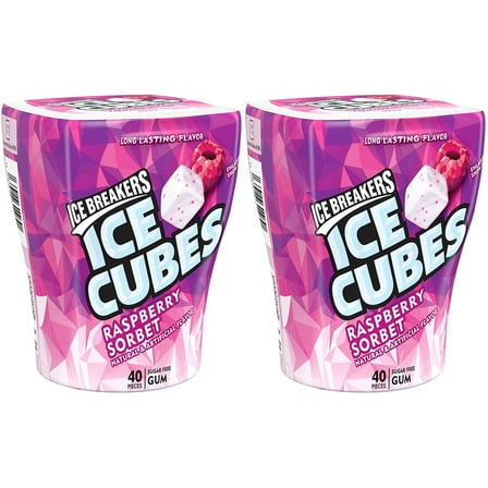 2 Pack | Ice Breakers Ice Cubes Sugar Free Gum, Raspberry Sorbet, 40 Pieces