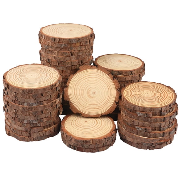 Rodajas de madera GNIEMCKIN, 60 unidades, 10-12 cm, pino inacabado con corteza
