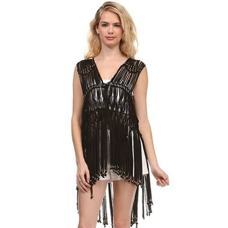 - Ladies Vintage Fringe Vest Western Boho Hippie Festival S M L